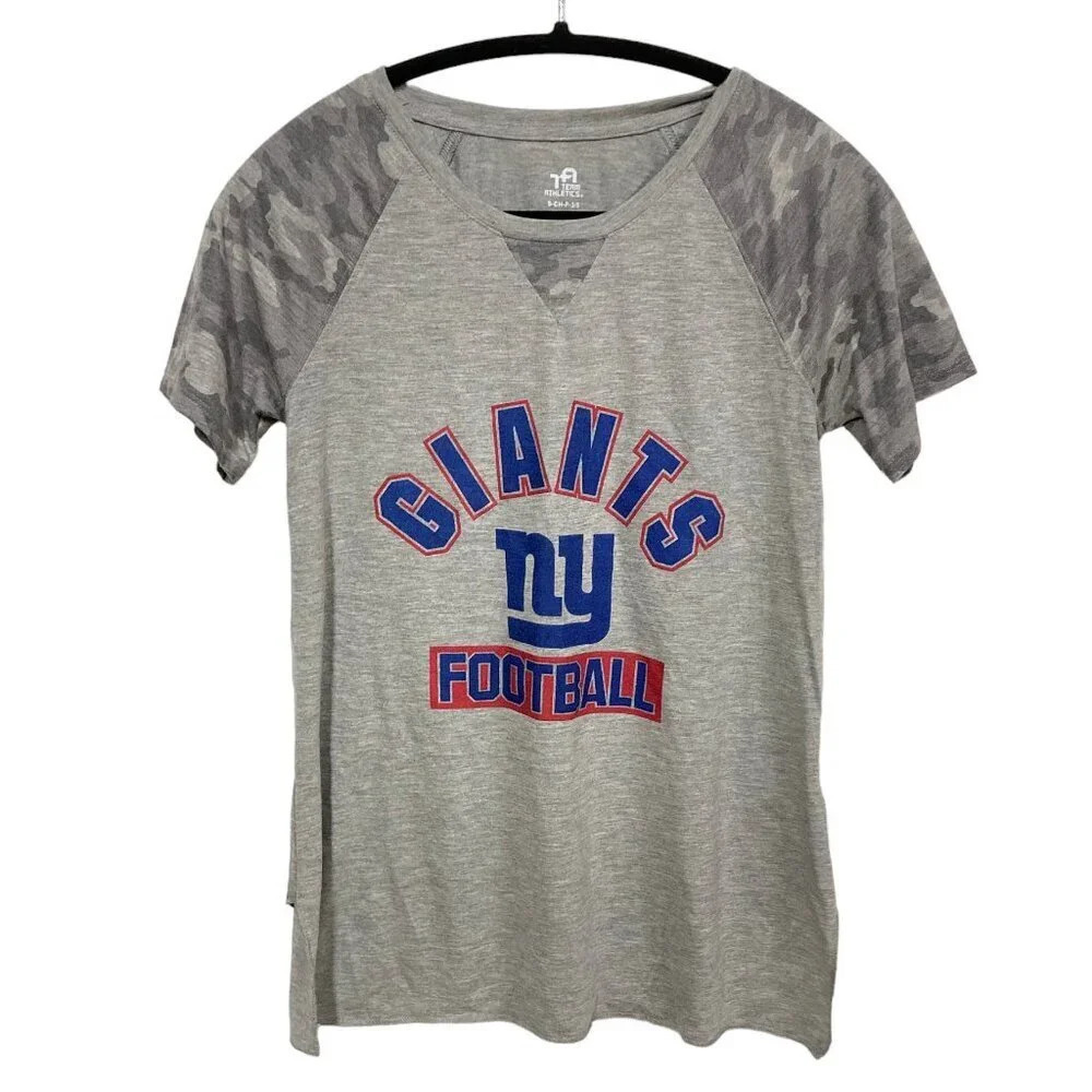 Kid's New York Giants Football T Shirt, Small, Gray w Camo, New with Tags